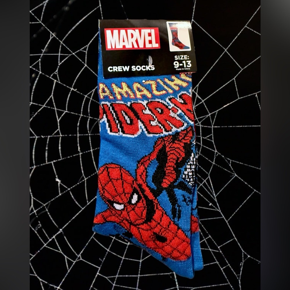 Marvel Spider-Man men’s dress socks blue red size 9-13 new
